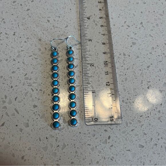 Fake Turquoise Dangle Earrings western style - Picture 7 of 7